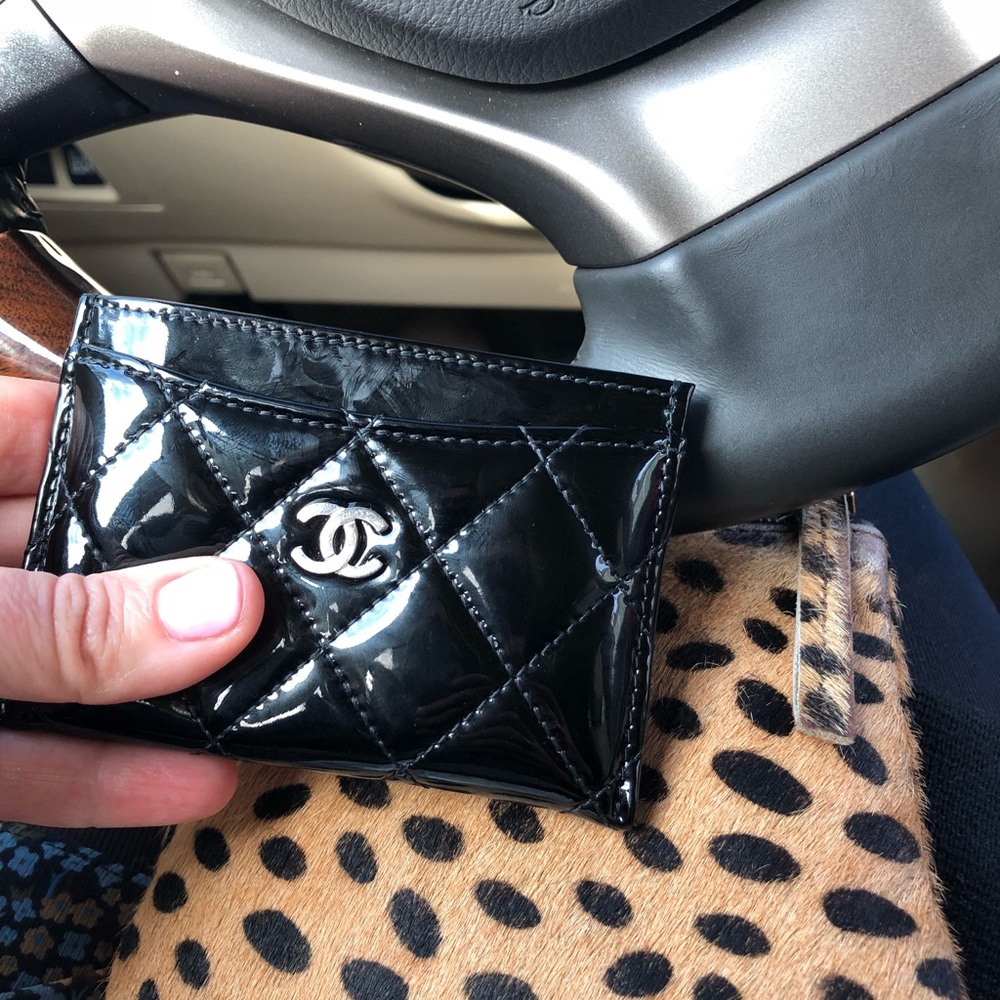Chanel patent credit card holder